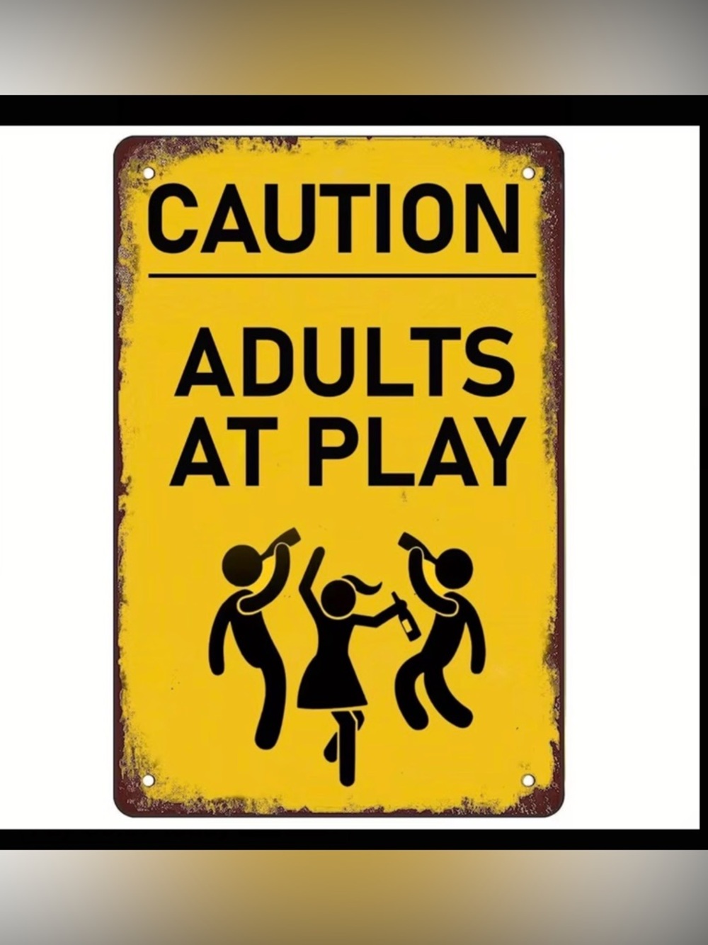 Retro Vintage Style Metal Wall Sign - Caution Adults At Play